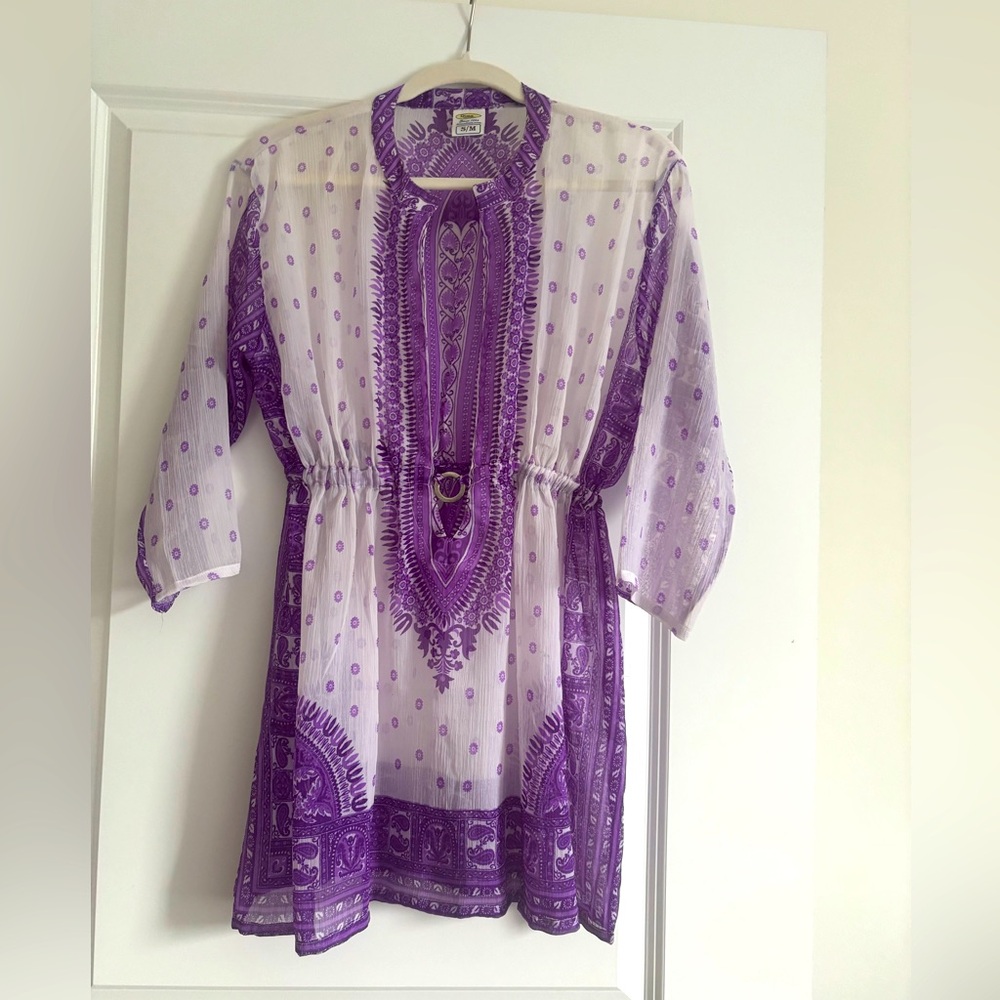 Purple and White Bohemian Cover-Up